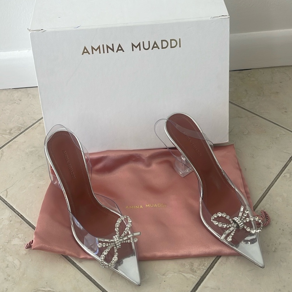 Amina Muaddi Silver Women's Shoes